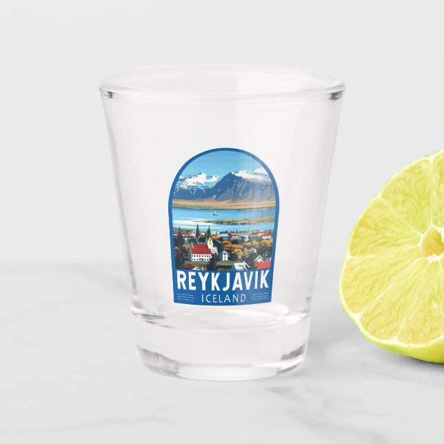 Reykjavík Iceland Travel Art Vintage Shot Glass (Front)