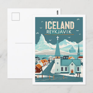 Reykjavik Iceland Vintage Famous Travel Place Postcard