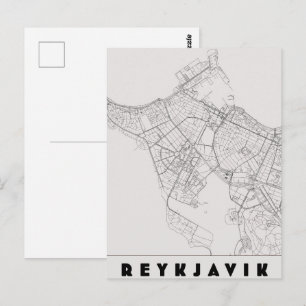 Reykjavik Iceland Vintage Travel Map Postcard