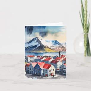Reykjavik Iceland Watercolor Card
