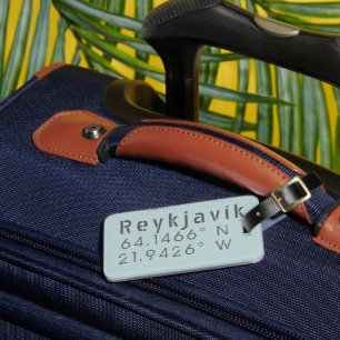 Reykjavik Latitude & Longitude Luggage Tag