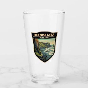 Reynisfjara Beach Iceland Travel Art Vintage Glass