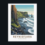 Reynisfjara Beach Iceland Travel Art Vintage Postcard<br><div class="desc">Reynisfjara in a vector art style. Reynisfjara is a world-famous black-sand beach found on the South Coast of Iceland,  just beside Vik í Myrdal.</div>