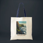 Reynisfjara Beach Iceland Travel Art Vintage Tote Bag<br><div class="desc">Reynisfjara in a vector art style. Reynisfjara is a world-famous black-sand beach found on the South Coast of Iceland,  just beside Vik í Myrdal.</div>
