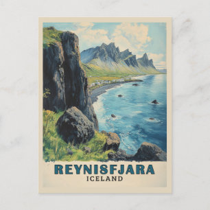 Reynisfjara Beach Iceland Vintage Travel Postcard
