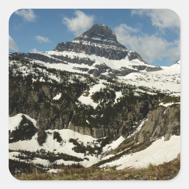 Reynolds Mountain from Logan Pass at Glacier Park Square Sticker (Front)