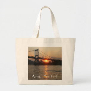 "RFK Bridge at Sunset" Astoria, NY Jumbo Tote