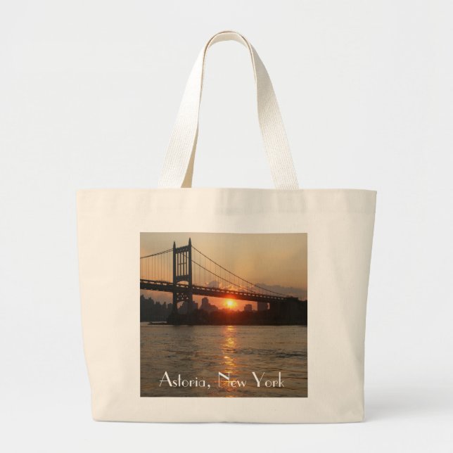 "RFK Bridge at Sunset" Astoria, NY Jumbo Tote (Front)