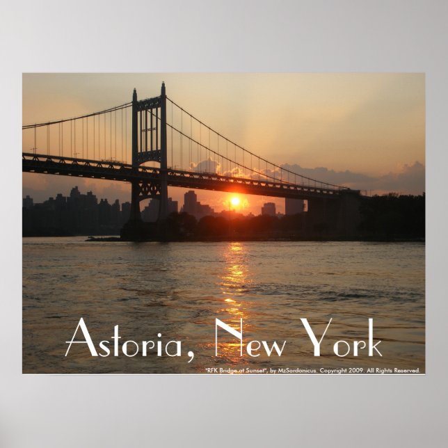 "RFK Bridge at Sunset" Astoria, NY Poster (Front)
