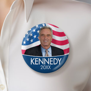 RFK JR - Robert Kennedy Photo with Flag 2024 6 Cm Round Badge