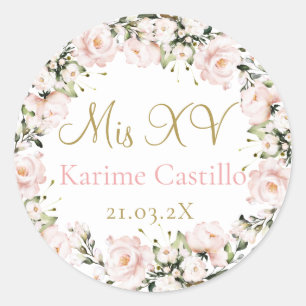 RG Pink floral quinceañera sticker
