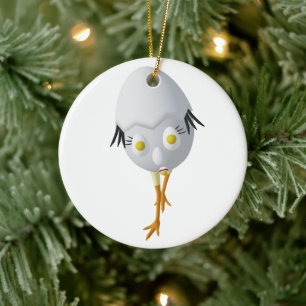 RG & RA Quirky Egg Character Cute Design Ceramic Tree Decoration