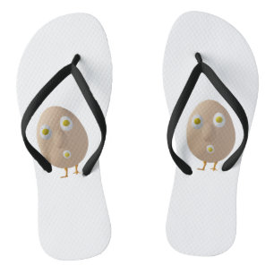 RG & RA Quirky Egg Character Cute Design Flip Flops