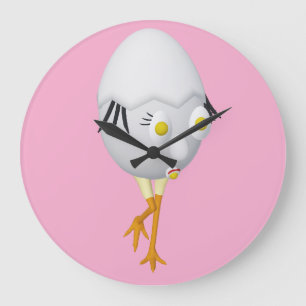 RG & RA Quirky Egg Character Cute Design Large Clock