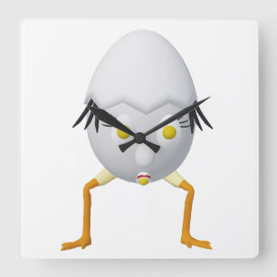 RG & RA Quirky Egg Character Cute Design Square Wall Clock