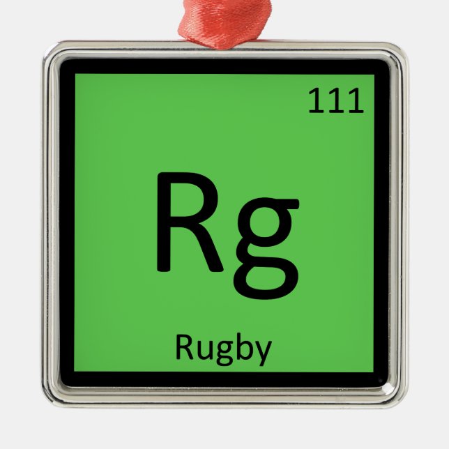 Rg - Rugby Sports Chemistry Periodic Table Symbol Metal Tree Decoration (Front)