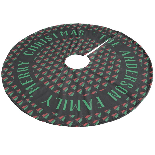 RGB Christmas Tree Pattern Add Name Kwanzaa Fleece Tree Skirt (Angled)