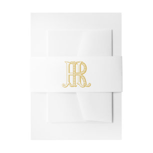 RH monogram or HR monogram belly band Invitation Belly Band