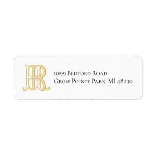 RH monogram or HR monogram return address label