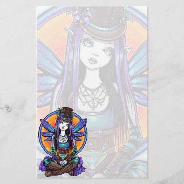 "Rhapsody" Gothic Absinthe Fairy Art Stationery (Front)