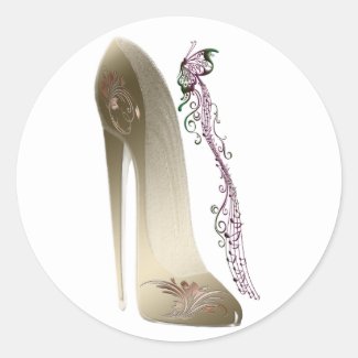 Rhapsody in Gold Stiletto Shoe Art Classic Round Sticker