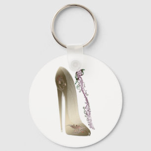 Rhapsody in Gold Stiletto Shoe Art Key Ring
