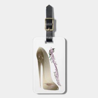 Rhapsody in Gold Stiletto Shoe Art Luggage Tag