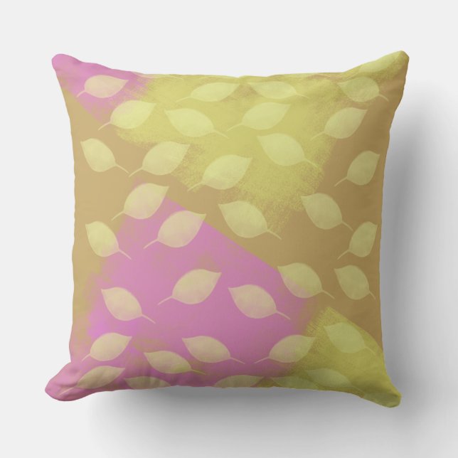 Rhapsody in Yellow, Mustard and Violet Abstract Cushion (Front)