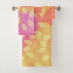Rhapsody in Yellow, Terracotta and Violet Abstract Bath Towel Set