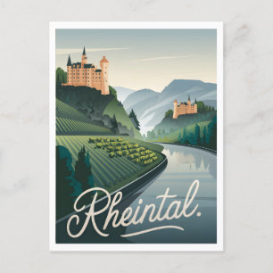 Rheintal Rhine Valley Germany vintage Postcard