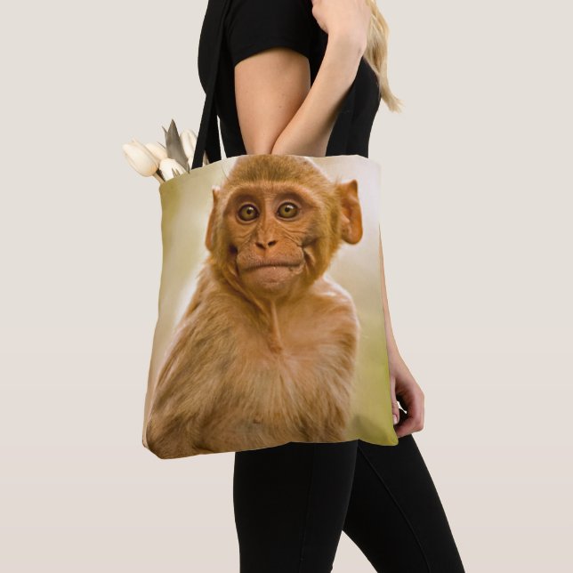Rhesus Macaque Baby (Macaca Mulatta) | In Sariska Tote Bag (Close Up)