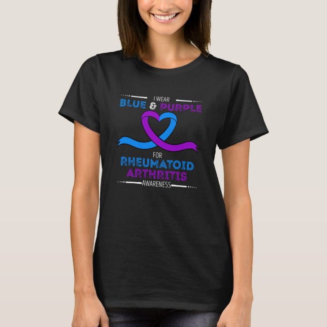 Rheumatoid Arthritis Awareness Blue And Purple Rib T-Shirt (Front)