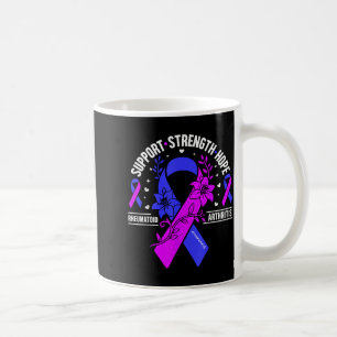 Rheumatoid arthritis awareness floral blue purple coffee mug