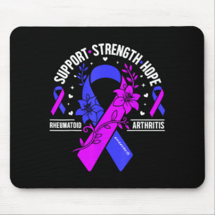 Rheumatoid arthritis awareness floral blue purple mouse mat