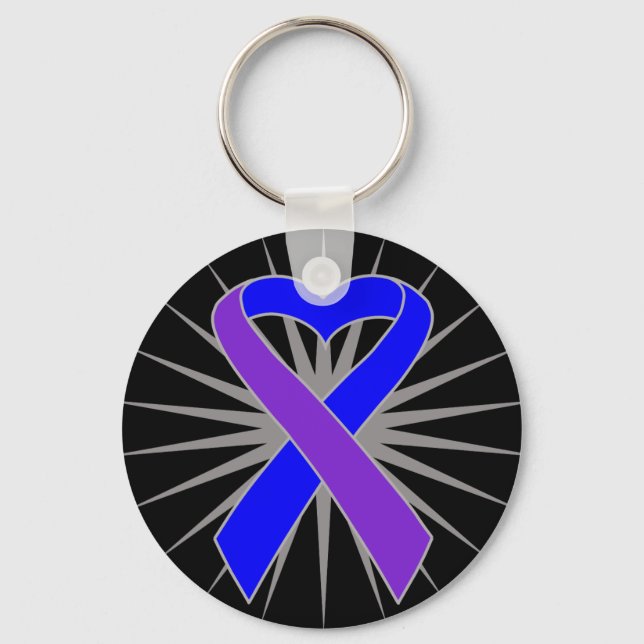 Rheumatoid Arthritis Awareness Heart Ribbon Key Ring (Front)