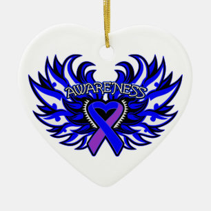 Rheumatoid Arthritis Awareness Heart Wings Ceramic Tree Decoration