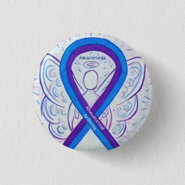 Rheumatoid Arthritis Awareness Ribbon Angel Pin (Front)