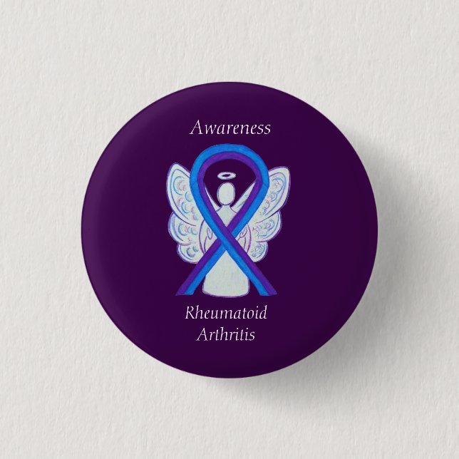 Rheumatoid Arthritis Awareness Ribbon Angel Pin (Front)