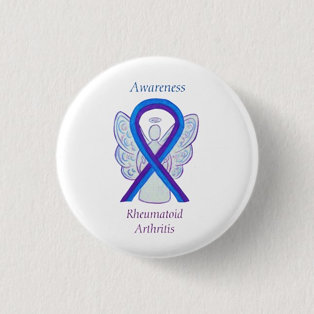 Rheumatoid Arthritis Awareness Ribbon Angel Pin (Front)