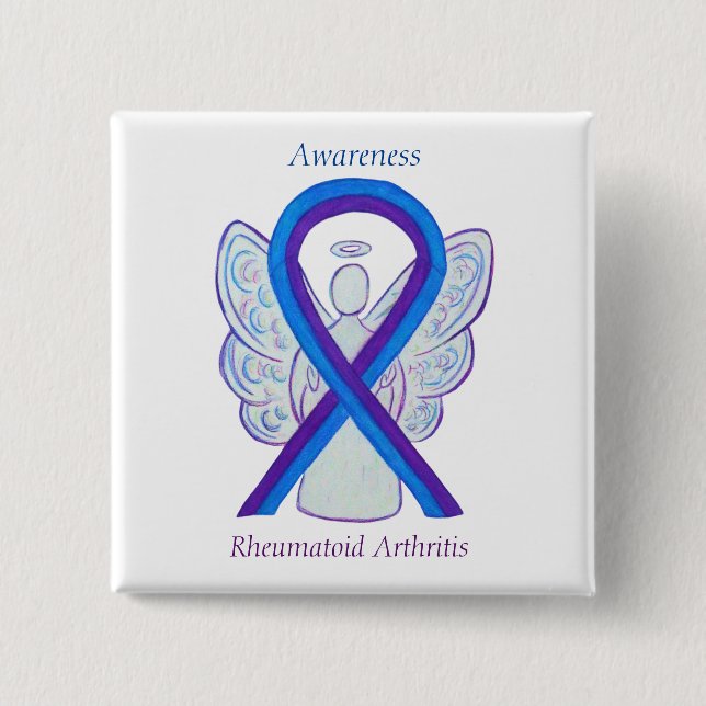 Rheumatoid Arthritis Awareness Ribbon Angel Pin (Front)