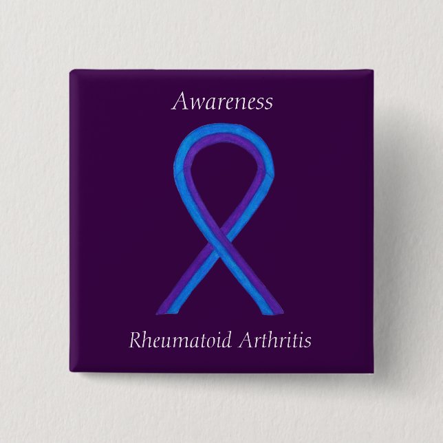 Rheumatoid Arthritis Awareness Ribbon Custom Pin (Front)