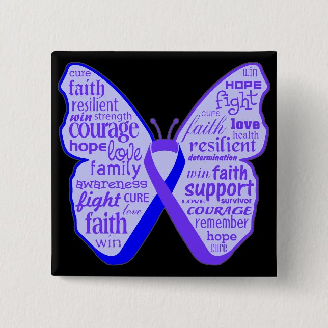 Rheumatoid Arthritis Butterfly Ribbon 15 Cm Square Badge (Front)