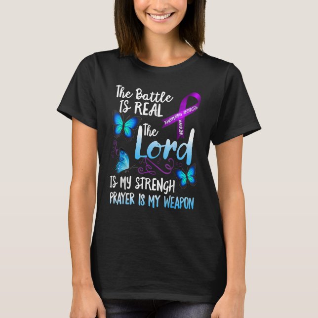 Rheumatoid Arthritis Warrior Awareness Ribbon 2 T-Shirt (Front)
