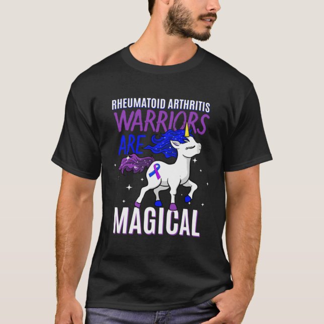 Rheumatoid Arthritis Warrior Magical Unicorn Purpl T-Shirt (Front)