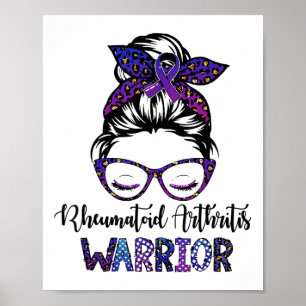 Rheumatoid Arthritis Warrior Messy Bun Ribbon  Poster