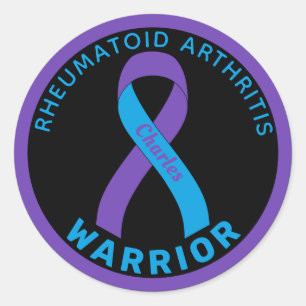 Rheumatoid Arthritis Warrior Ribbon Black Classic Round Sticker