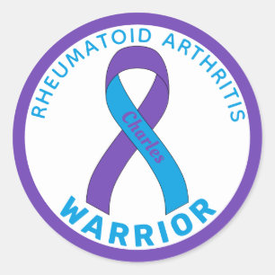 Rheumatoid Arthritis Warrior Ribbon White Classic Classic Round Sticker