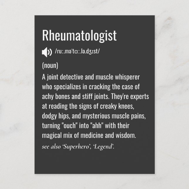 Rheumatologist definition postcard (Front)