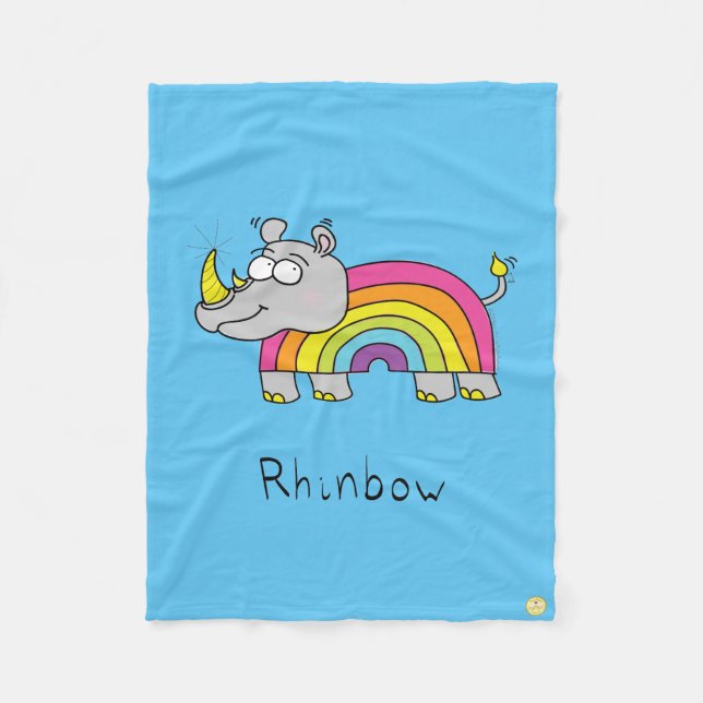 Rhinbow Rhino Rainbow Fleece Blanket (Front)