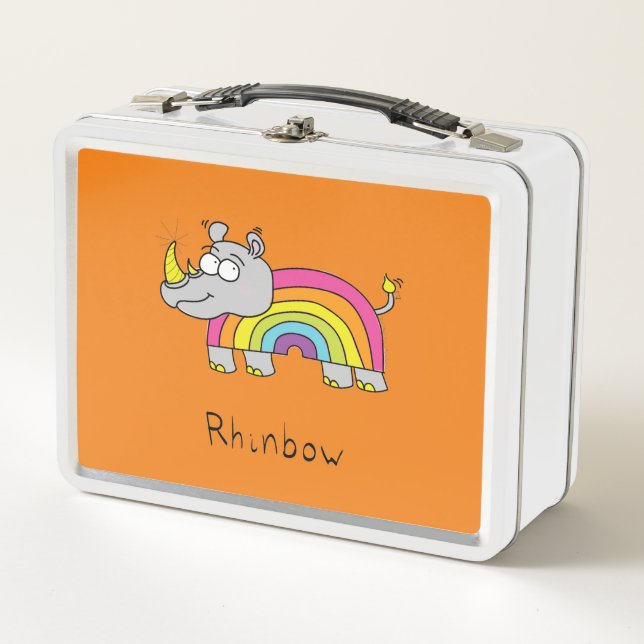 Rhinbow Rhino Rainbow Lunch Box Orange (Front)
